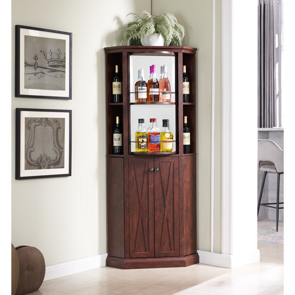 Locking corner 2025 liquor cabinet